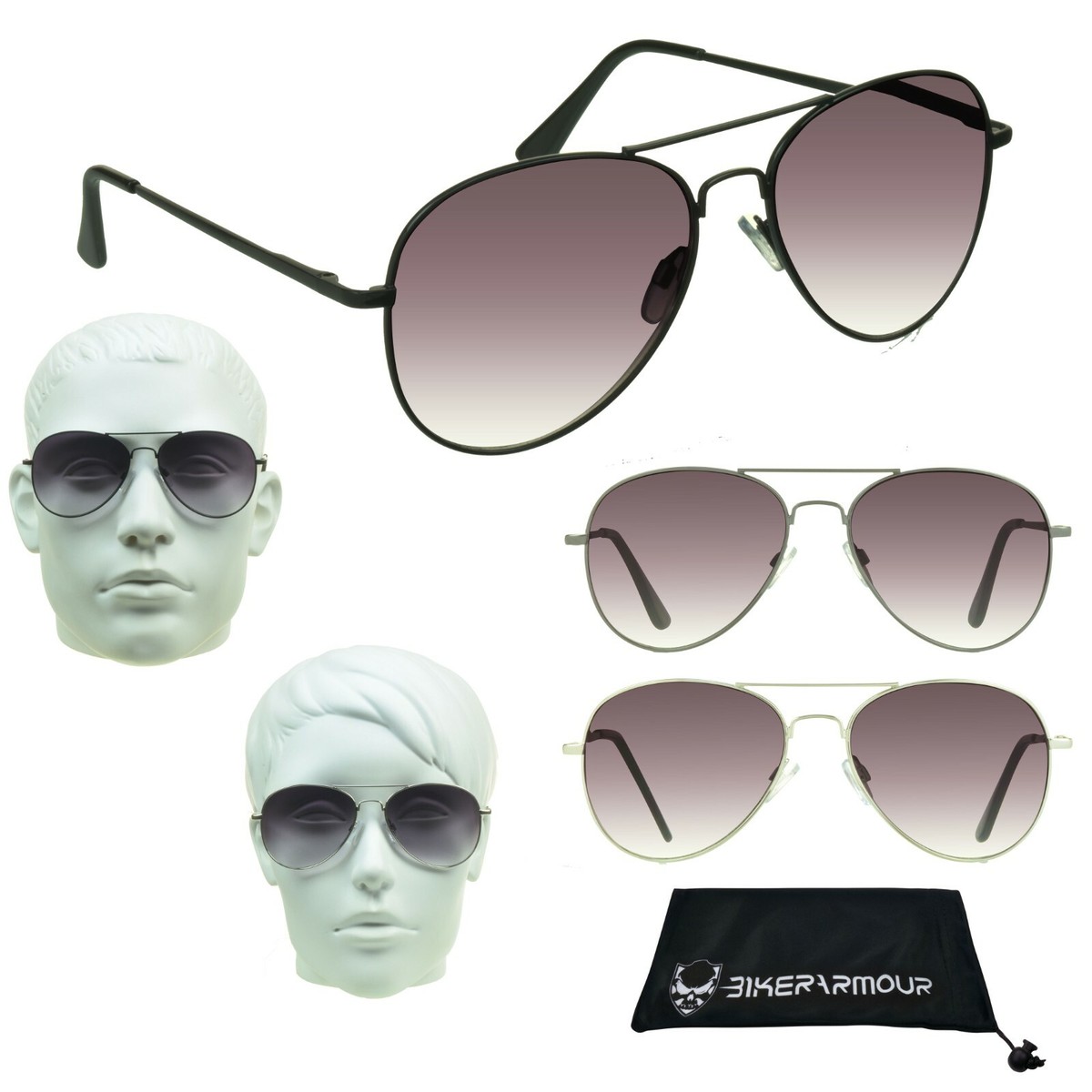 Aviator Full Lens Reader Sunglasses Gradient Lens Metal 