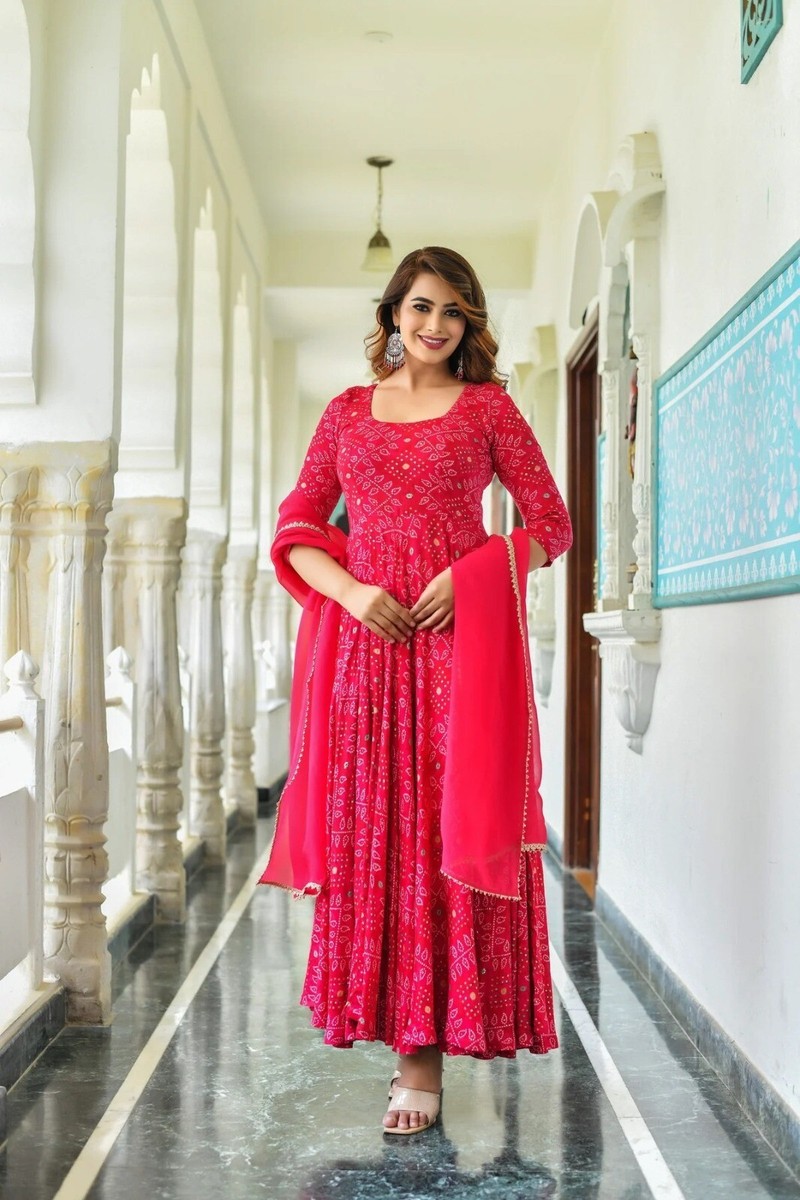 Reyon Pakistani Printed Red Anarkali Kurta with Pant Dupatta Dress | eBay Reyon Pakistani Printed Red Anarkali Kurta with Pant Dupatta Dress | eBay