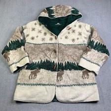 Denali Sweater Coat Womens Hooded Sherpa 2xl Reversible Wooden Button Moose
