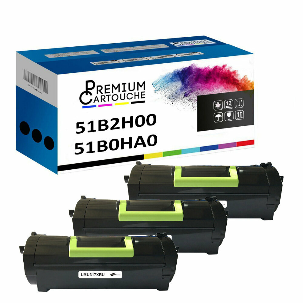 Toner 51B2H00 compatible Lexmark pour éviter les lignes blanches en impression x3