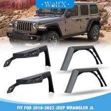 Front &Rear Fender Flares Textured Steel For 18-23 Jeep Wrangler JL JLU 4Pcs Set