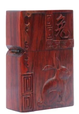 Natural Rosewood Carved Zodiac Rabbit Lighter Box For Zippo Insert Kit(Case Only
