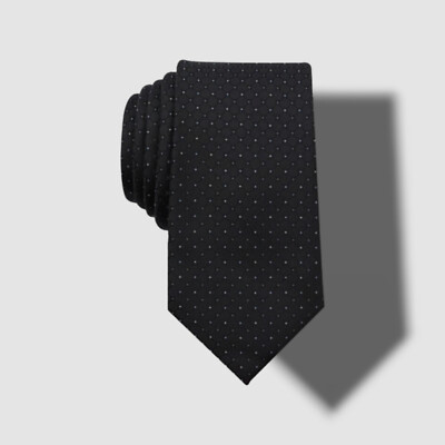 $116 Perry Ellis Mens Black Callaghan Dot Tie Neck Dress Classic Necktie 56X3