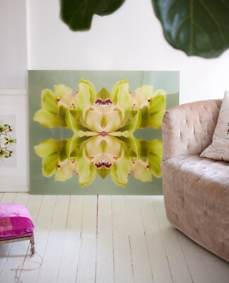 Green Orchid - Framed Fine Art Botanical Print - Custom Acrylic Face Mount Frame