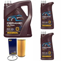 MotoröL Set Mannol 5W-40 Ceramic Ultra 7 Liter + ÖLfilter FüR Mercedes E-Klasse