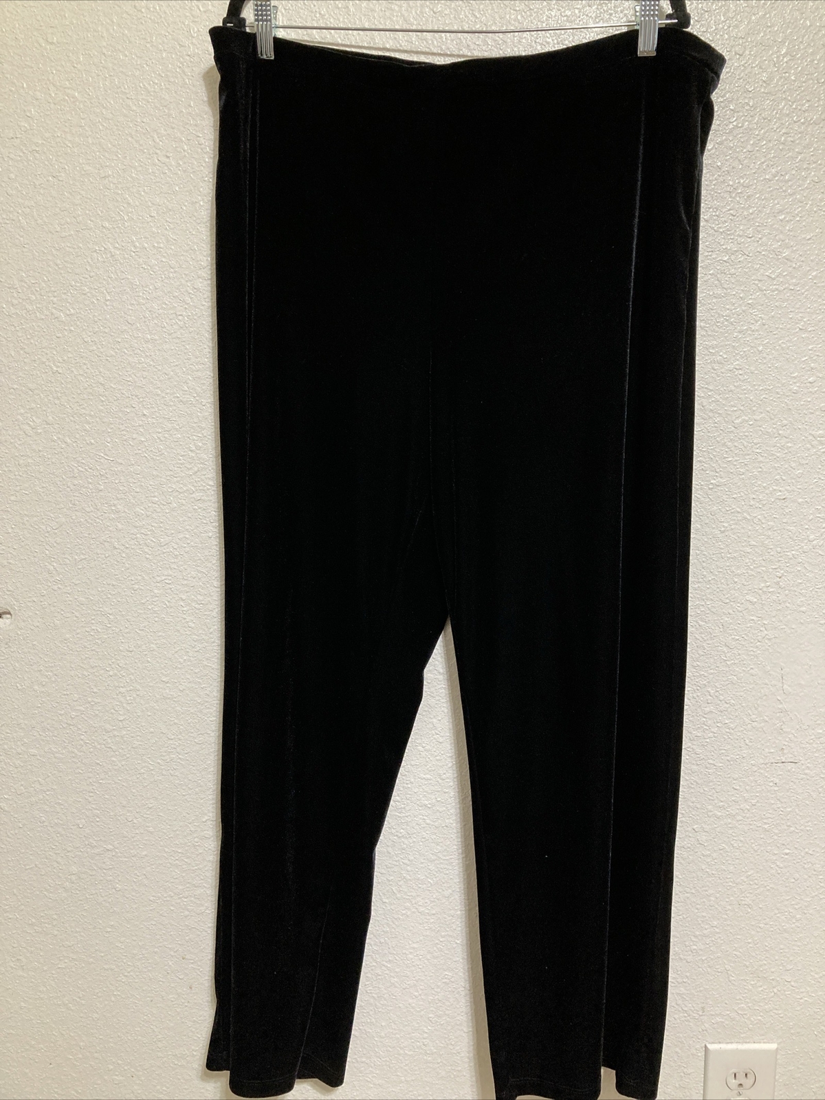 Vintage 90’s Y2K Impressions Velour Pants Women 3X Black Elastic Waist Wide Leg