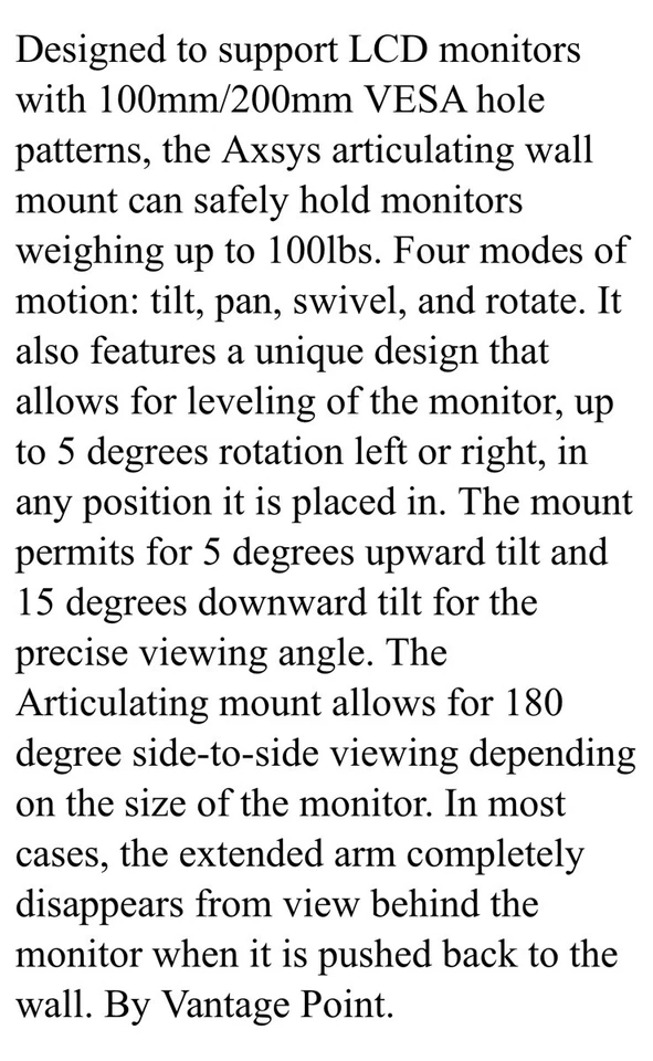 Vantage point AX2AWL01-S 22" to 50" Articulating LCD TV Wall Mount (Silver) - Image 2 of 4