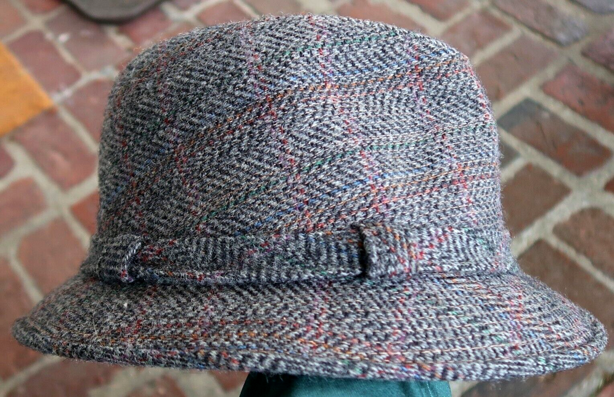 Vintage KANGOL DESIGN Gray Tweed Hat FEDORA CAP Old School 100% Wool, USA
