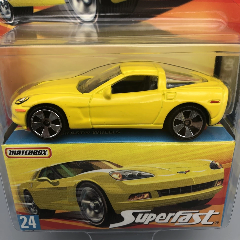 Matchbox Superfast Chevrolet Corvette C6 Yellow Diecast Car #24 Limited Edition - Image 3 of 4