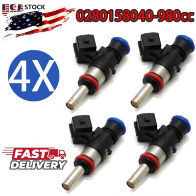 4X Fuel Injectors 0280158040-980cc For Bosch Long Nozzle E85 LS3 LS7 LSA EV14KT