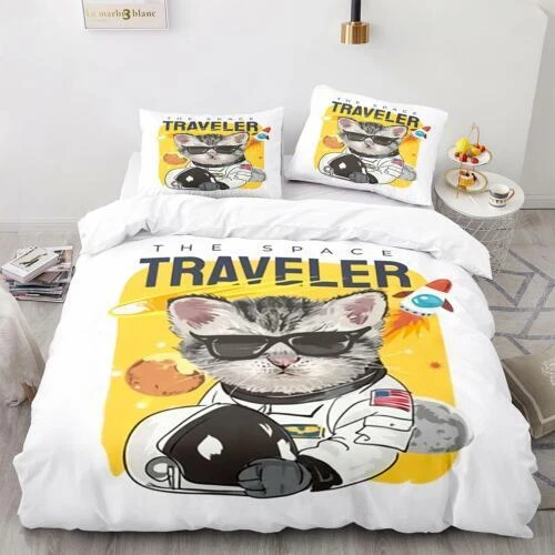 Cats Quilt Duvet Cover Pillowcase Pets Bedding Set Single Double King Size Hot - Picture 50 of 63