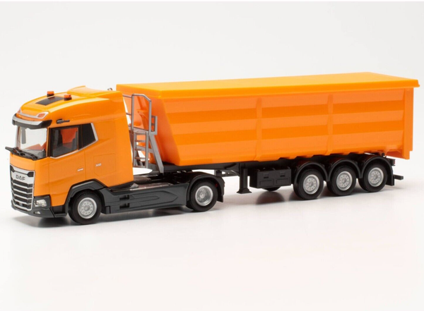 Herpa 316941 Daf Xg Stahlrundmulden-Sattelzug - Kommunalorange 1:87 Neu-image