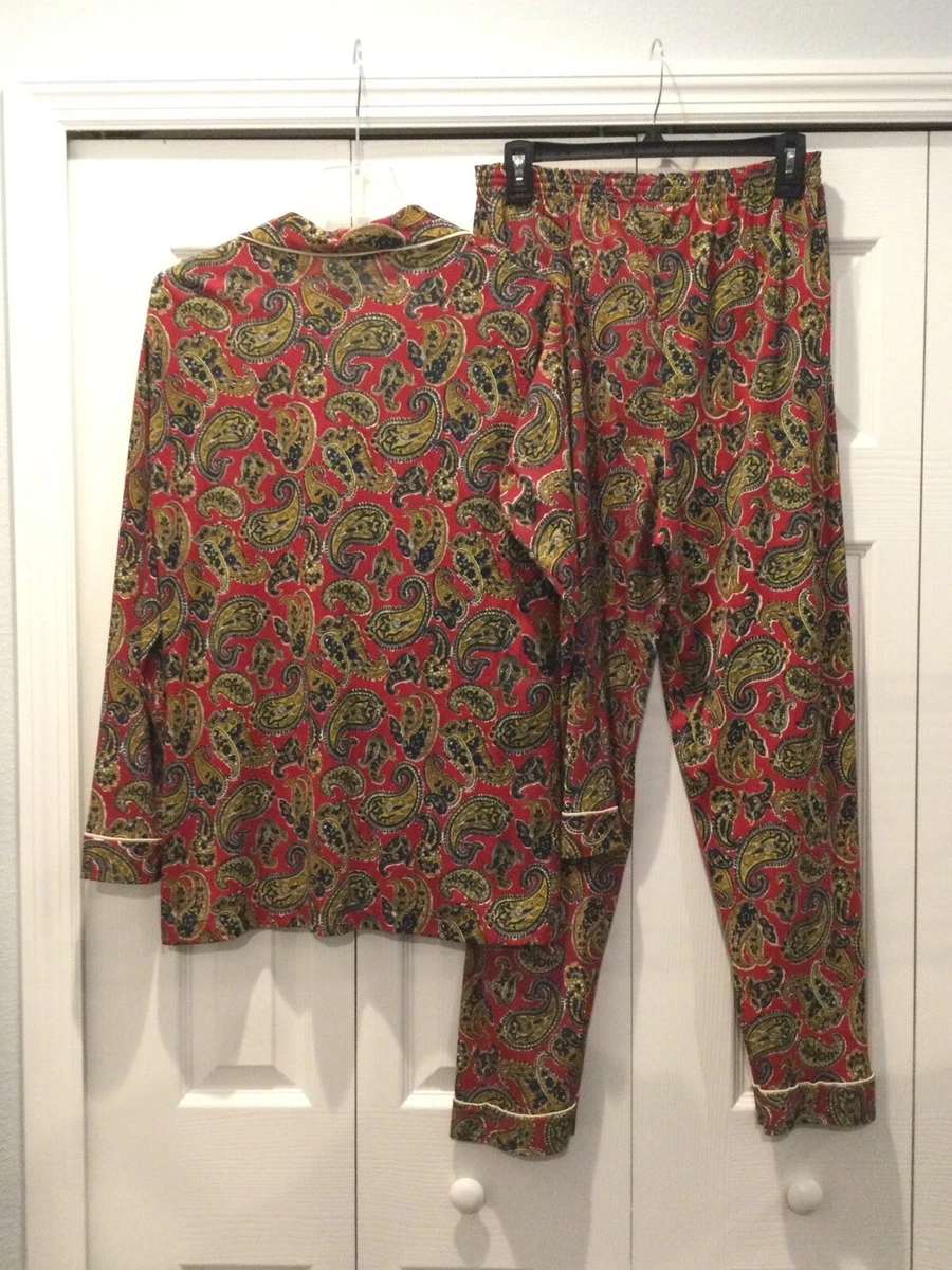 TOWNCRAFT Vintage JC Penney’s Red, Blue, Gold Paisley PJ Set. Women’s Medium.