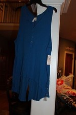 Free People Blue Knit Sleeveless split Bottom Dress Ladies S NEW NWT (bin99)