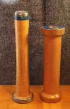 Vtg Primitive Textile Wood Spool & Bobbin  With Metal 8 1/4" & 7" Empty Spools