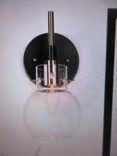 Zevni 1-Light Modern Black Wall Sconce, DIY Brass Bathroom Vanity Light