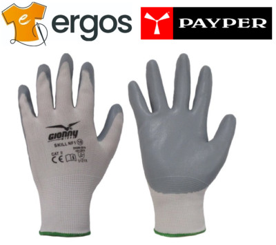 PAYPER 12 Pairs SKILL GLOVES NF1 Liquid Resistant Nitrile Foam Aerated Cut
