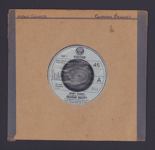 Graham Bonnet(7" Vinyl)Night Games-Vertigo-VER 1-UK-1981-VG/Ex-