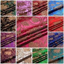 Peony Jacquard Brocade Fabric Damask Silk Upholstery Furnishing Ethnic Sew Trims