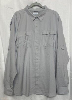 Columbia Men's Omni-Shade Long Sleeve Button Up 2X-Large Gray