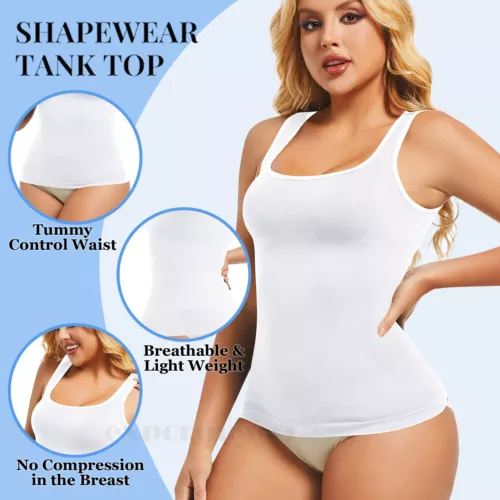Women Seamless Slim Vest Tummy Control Body Shaper Compression Ribbed Tank Top - Picture 13 of 27