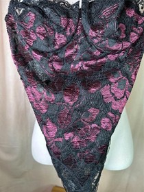 VICTORIA'S SECRET VINTAGE BLACK & PURPLE LACE LINGERIE GOLD LABEL UNDERWIRE MED