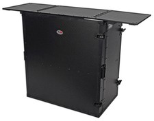 ProX XS-DJSTN BL Portable Foldout Mobile DJ Combo Table Desk Facade w/ Wheels