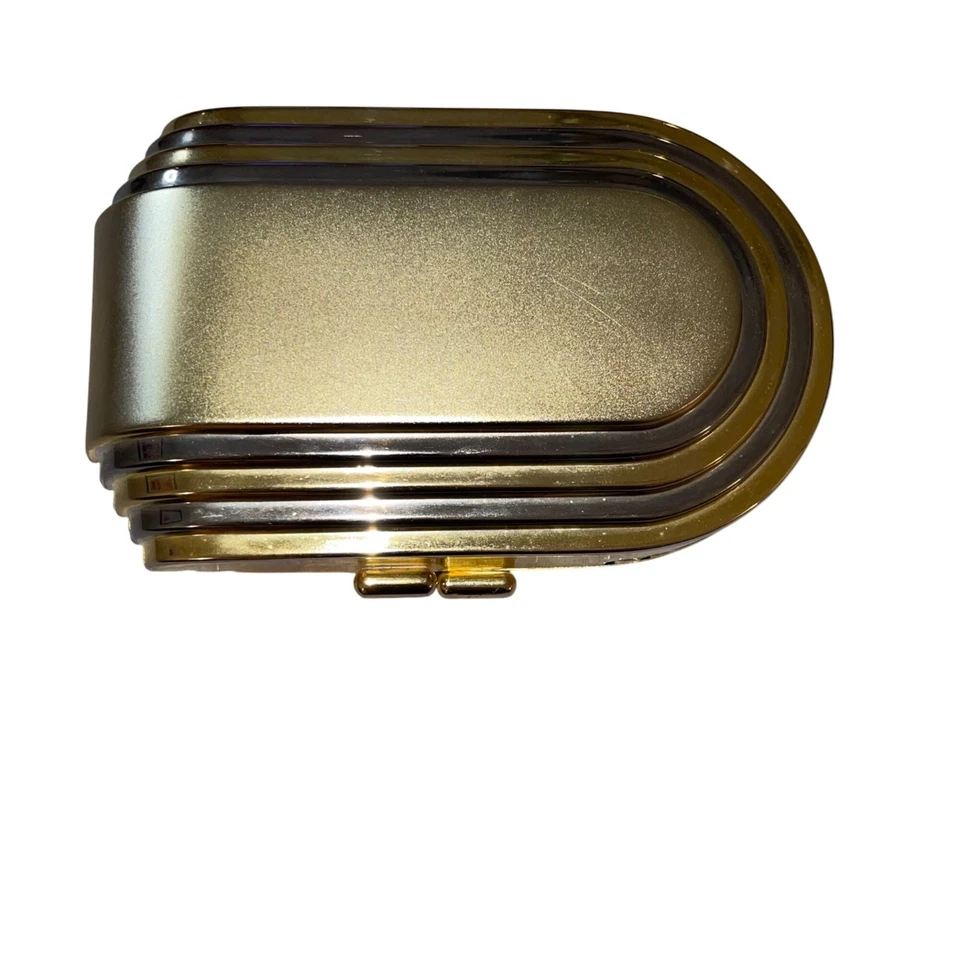 Shals International Vintage Two Tone Art Deco Hard Case Metal Clutch Crossbody - Image 2 of 4