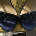 Thalia Sodi Navy Rhinestone Strappy Stiletto Heels Open Toe 6M.  NEW IN BOX — photo 2