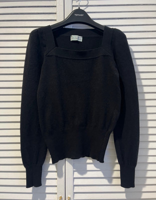 CLEMENTS RIBEIRO Womens Black 100% Cashmere Sqaure Neck Pullover Sweater sz.S