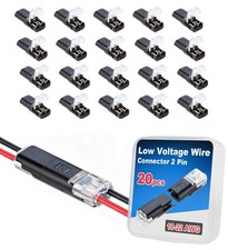 Double-Wire Plug-in Connector,Low Voltage Wire Plug-in for 18-22 AWG,2 Pin Qu...
