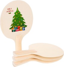 Unfinished Wooden Ping Pong Paddles, 2 Pairs Unpainted Wood Table Tennis Paddles