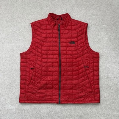 The North Face Thermoball Vest Men's XXL Red Quilted Puffer Full Zip