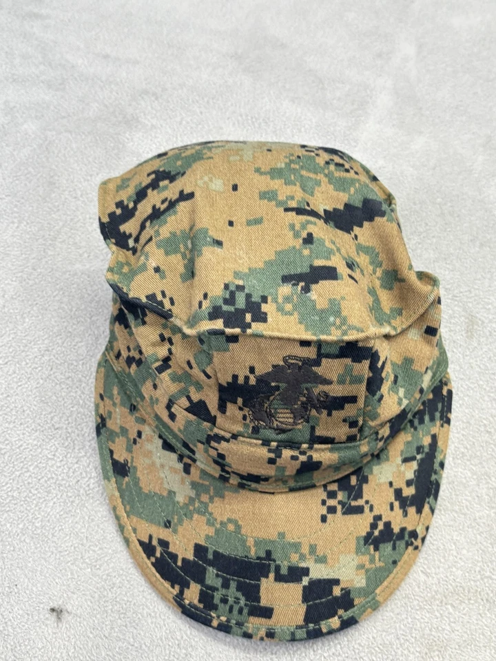 USMC Hat Cap Fitted Mens Small Woodland MARPAT Camo Garrison Eight Point EGA - Image 2 of 4