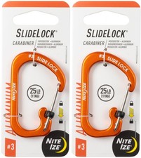 Nite Ize SlideLock Aluminum Carabiner 3 - Orange 2-Pack 