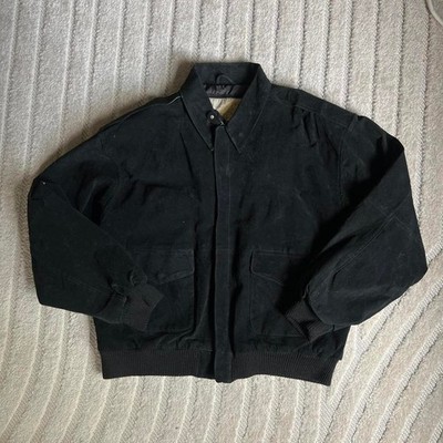 VTG 90s G-III Black leather bomber jacket Size M Biker Punk Retro