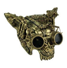 Scratch & Dent Mad Dog Metallic Gold Steampunk Wolf Face Mask