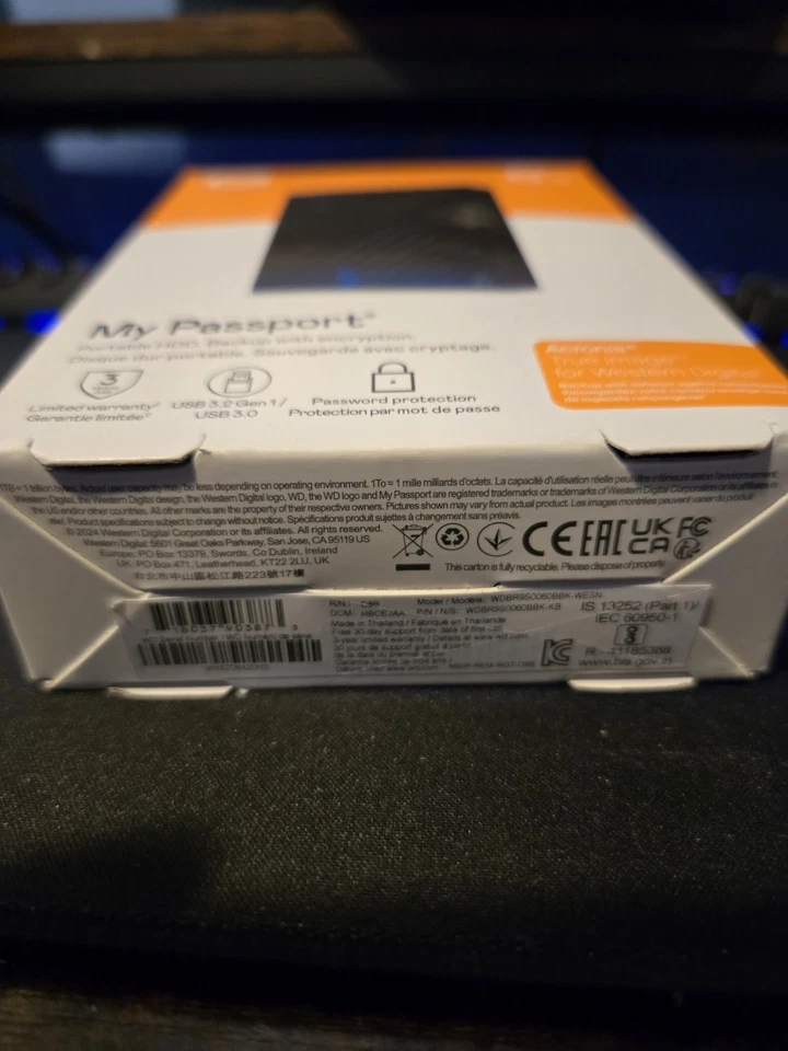 NEW WD - My Passport 6TB External USB 3.0 Portable Hard Drive - Black NEW - Image 3 of 3