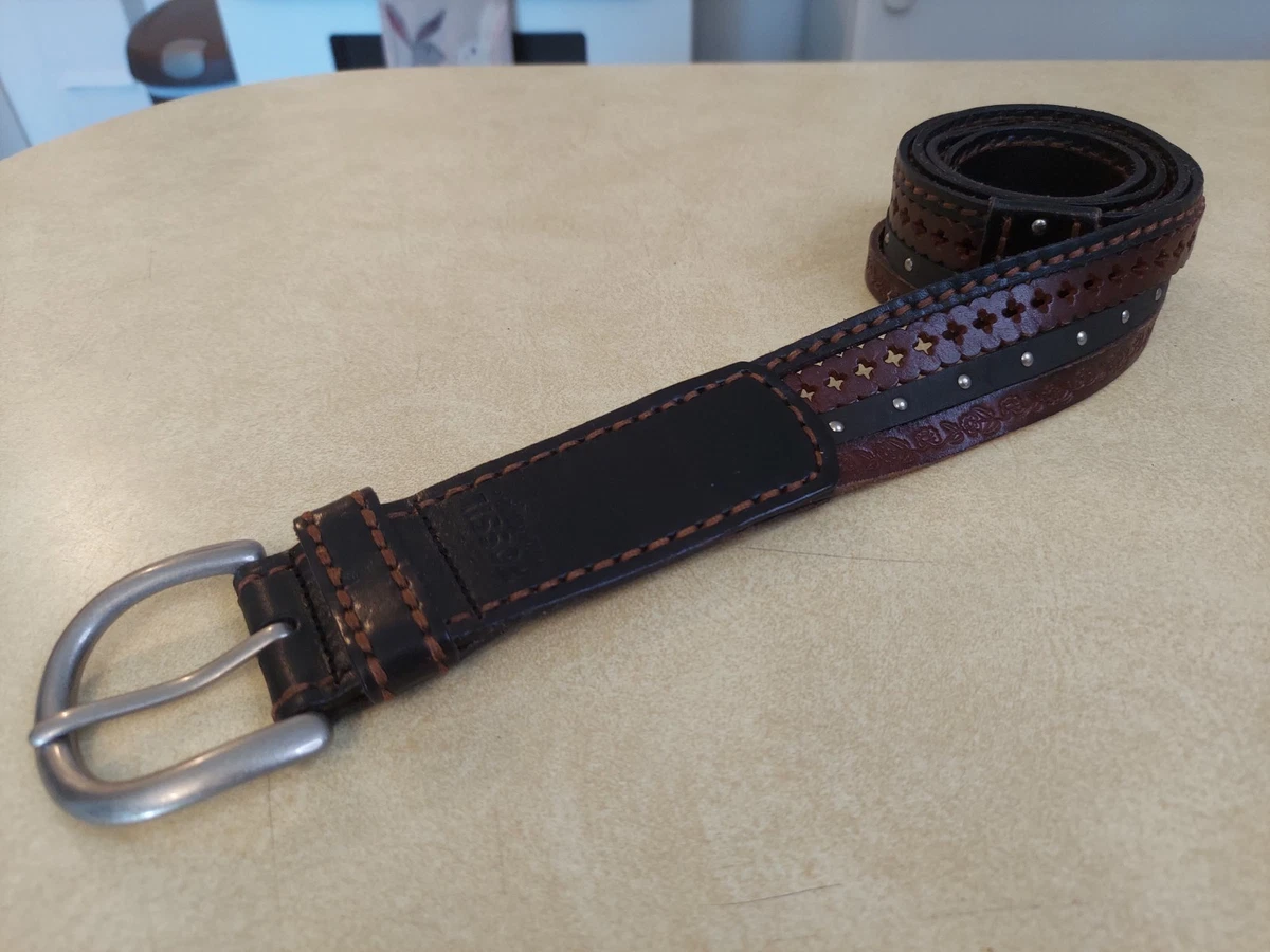 Fossil Red Studded Tooled Floral Leather Belt Sz Small Fossil Size L Floral Belts for Women for sale | eBay main image 3