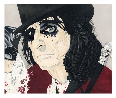 Alice Cooper Self Portrait Print Limited Original Art Work By Dustin Strickler