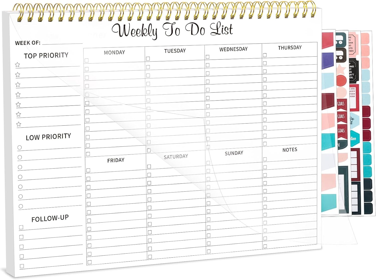 Thboxes Weekly Planner Notepad, Undated Weekly To Do List Pad 52 Tear off Sheet