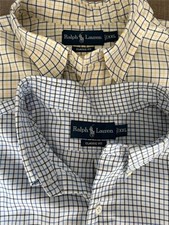 Men's 2pc Ralph Lauren XXL 100 Cotton Classic Fit Check Button Up Shirts