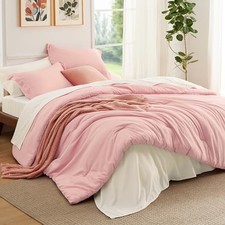 Size Comforter Set - 7 Pieces Pink Bedding Set for Full 14 - Light Pink/Ivory