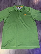 The North Face Flash Dry Polo Shirt Mens Large Short Sleeve Green Orange Logo
