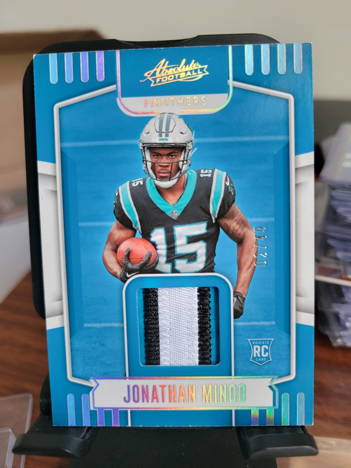 2023 Panini Absolute Rookie Materials Holo Silver 02/49 Jonathan Mingo #ARM-14