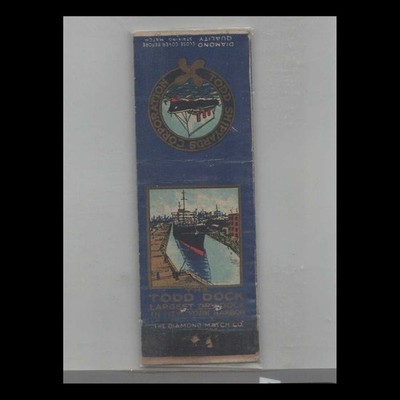 Matchbook Cover 1930s Diamond Quality Todd Shipyard Corp. New York Harbor