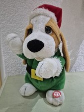 Hund beweglich & singend Weihnachtshund 30cm Beagle Plüschtier Lidl Calin Musik 