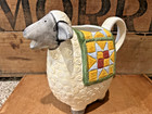 Vintage Primitive Folk Art Sheep Ceramic Pitcher Quilt Blanket — photo 3