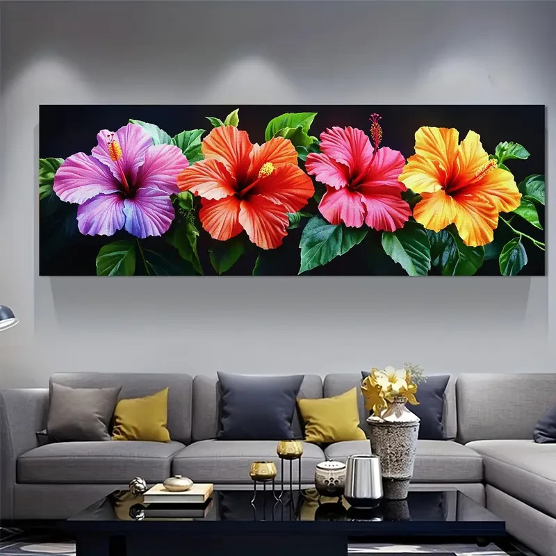 Panoramic Hibiscus Flower Diamond Painting Canvas Wall Art Home Décor Picture