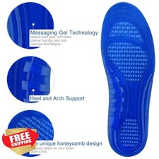 TIESTRA Gel Shoe Inserts Men L Black Arch Support Memory Foam US 8-12